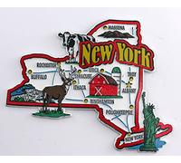 New York State Map and Landmarks Collage Fridge Souvenir Collectible Magnet FMC