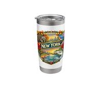 New York State Symbols Novelty Graphic Design Souvenir Stainless Steel Insulated Tumbler