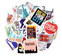 New York State Travel Stickers 50pcs USA-Themed Waterproof America Vacation Stickers Scrapbooking Journals Suitcase Travel Map Country Laptop Skateboard World Aesthetic Souvenir Gift Pack Decoration