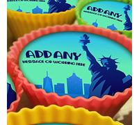 New York Statue of Liberty - 20 x 5cm Personalised Edible Cupcake Toppers on Premium Icing