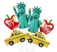 New York Statue of Liberty NYC Apple Taxi Balloons USA New York City Transportation Jersey Shore Patriotic 4th Fourth of July I Love NY Theme Balloons Decor Birthday Party Decorations Supplies
