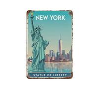 New York Statue of Liberty,Vintage Metal Tin Sign Retro Wall Art Decor House Plaque Poster for Home Bar Pub Garden Kitchen Coffee Garage Decoration(15x30cm）6x12 inch-D47