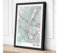 New York Street Grid Canvas Wall Art Print 36x24 Inch