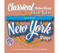 New York Strings NYSC22 Classical Guitar Strings Black Nylon - Bronze Wound - Medium Tension - Innovation - Quality - The New York Strings are a symphony of strings - MADE IN USA