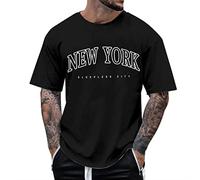 New York T Shirt Mens, Men's Letter Printed T Shirts Men's Round Neck Short Sleeve T-Shirt Summer Beach Short Sleeve T-Shirt Smart Casual Daily T Shirts Mens Regular Fit Summer Fashion T-Shirts Black