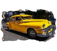 New York Taxi Yellow Checker Cab 3D Magic Window Wall Sticker Self Adhesive Poster Wall Art V6 Size 1000mm Wide x 600mm deep (Large)