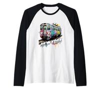 New York Train Graffiti Style NYC Subway Car Raglan Baseball Tee