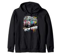 New York Train Graffiti Style NYC Subway Car Zip Hoodie