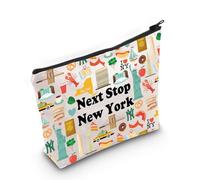 New York Travel Gift Next Stop New York Makeup Bag Traveler Gift NY Trip Cosmetic Bag New York Landmark Travel Gift