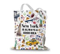 New York Travel Souvenirs Canvas Tote Bag, Welcome to New York City Themed Gifts for Traveller Women, I Love NYC Travel Souvenir Reusable Shopping Grocery Bags