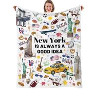 New York Travel Souvenirs Gift Throw Blanket, Welcome to New York City Themed Gifts for Traveller Women Friends, I Love NYC Travel Trip Favors Soft Blanket 50 * 60in