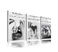 New York Trends Black and White Newspaper Wall Art,12x16In Vintage Healine Canvas Bedroom Wall Decor,Funky Feminist Framed Posters,Do It for The Plot,Bathroom Artwork for Bar Cart Girl Dorm Apartment
