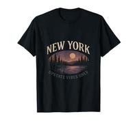 New York Upstate Vibes Only Forest Lake Nature Print T-Shirt