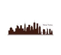 New York USA City Skyline and Silhouette Vinyl Wall Stickers 44.8x135.7cm Waterproof Coffee