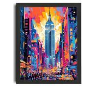 New York Wall Art Colourful Pop Art Picture Of Times Square Cityscape Art Print Poster A4 - Wall Art Home Decor Movie Poster Canvas Film Cinema Retro Vintage Cult Classic Nostargic Saga Modern reprin