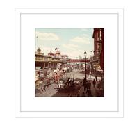 New York West Street 1901 Vintage Photo 8X8 Inch Square Wooden Framed Wall Art Print Picture with Mount Artery8 White One Size