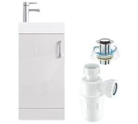 (New York White, 400mm) Belofay Floor Standing Vanity Unit with Ceramic Basin