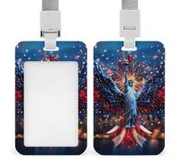 New York with Wings Trendy Badge Holder for Men Women Vertical Sliding Card Name Tag Holders with Lanyard