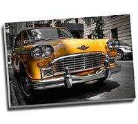 New York Yellow Taxi Cab Canvas Print Wall Art Picture Canvas Prints Large A1 30 X 20 Inches (76.2Cm X 50.8Cm)