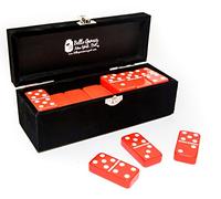 New York's Garment District Double Six Red Professional Jumbo Size Tournament Dominoes Set with Spinners
