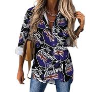 New Zea-Land Flag Casual Button Down Shirts for Women Long Sleeve Irregular Hem Collared Dress Shirt L