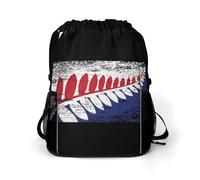 New Zea-land Maori Fern Flag Trendy Drawstring Backpack Lightweight Gym Bag with Shoes Compartment Printed String Daypack