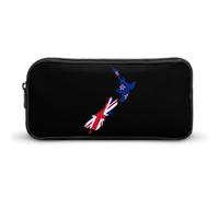 New Zea-Lands Flag Map Large Pencil Case Pouch Multifunctional Office Storage Pocket Makeup Bag with Zipper