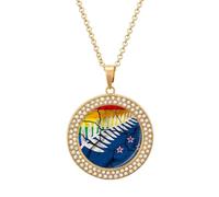 New Zea-lands Proposed Flag Multicolored Diamond Necklaces Jewelry Brilliant Circle Pendant Necklace Gift for Women