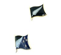 New Zealand All Black Blacks & Blue Silver Fern Metal Enamel Country Blue Flag Pin Badge Pack of 2