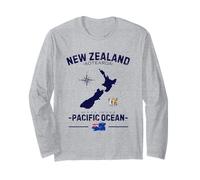New Zealand Aotearoa Pacific Ocean GPS Coat of Arms Flag Long Sleeve T-Shirt