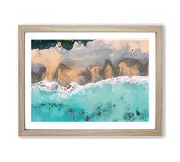 New Zealand Beach In Abstract Modern Art Framed Print | A2 Oak Framed Wall Art | Ready to Hang | Abstract Beach Picture | Living Room Bedroom Lounge Office