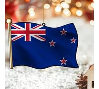 New Zealand Flag 2D Acrylic Christmas Ornaments New Zealand Keepsake National Flags Ornaments for Christmas Trees Baubles New Year Collectible Holiday Souvenir Stocking Stuffers Tag