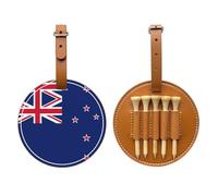 New Zealand Flag Brown Golf tee Storage Bag, Multifunctional Golf tee Storage Bag for Men, Durable PU Material
