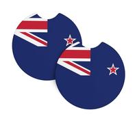 New Zealand Flag Car Coasters Set of 2 Neoprene Drink Coasters for Auto Waterproof and Fast-Drying Stylish Car Accessories for Protection