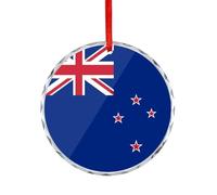 New Zealand Flag Christmas Hanging Ornaments Crystal Glass Round Pendant Gifts for Xmas Trees Home Offices