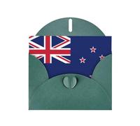 New Zealand Flag Horizontal Holiday Card With Dark Green Heart Shaped Envelope And Write Various Holiday Greetings