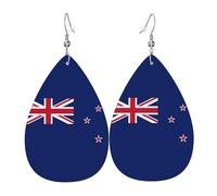 New Zealand Flag Leather Earring Pairs Teardrop Faux Leather Earrings Set for Women Lightweight Leather Dangle Drop Earrings.