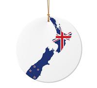 New Zealand Flag Map Print Ceramic Ornaments Star/Heart-Shaped Christmas Tree Hanging Ornaments Home Decorations