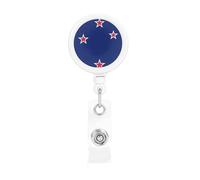 New Zealand Flag Print Badge Holder Retractable Reel, with ID Alligator Clip Rotatable Buckle, for Nurse Teacher