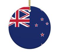 New Zealand Flag Print Ceramic Christmas Ornaments – Perfect for Indoor & Outdoor Decor, Wall Mount, Holiday Decorations