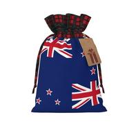 New Zealand Flag Print Christmas Drawstring Bags Snack Wrap, Reusable Holiday Treat Sacks for Presents S