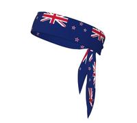 New Zealand Flag Print Sports Headband, Adjustable Head Tie For Running, Tennis & Workouts, Soft Fit