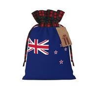New Zealand Flag Print Xmas Drawstring Reusable Gift Bag Festive Packaging For Christmas Wrapping Needs