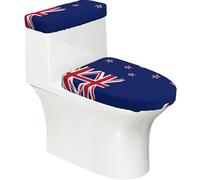 New Zealand Flag Toilet Lid Cover Set Elasticity Soft Durable Polyester Material for Bathroom Home Decor