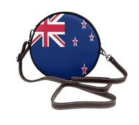 New Zealand Flag Women Round Crossbody Bags Leather Sling Bag Purse