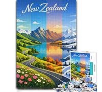 New Zealand Four Seasons Landscape Jigsaw Puzzle for Adults, 300 Pieces | Border-first building: easier piece organisation at home.