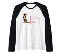 New Zealand Huntaway Dog Heartbeat EKG Funny Dogs Lover Raglan Baseball Tee