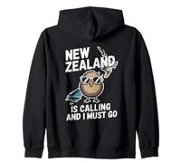 New Zealand Is Calling And I Must Go Kiwi Bird Zip Hoodie