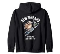 New Zealand Is Calling And I Must Go Kiwi Map Zip Hoodie