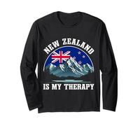 New Zealand is My Therapy Mountains Flag Scenic Escape Long Sleeve T-Shirt